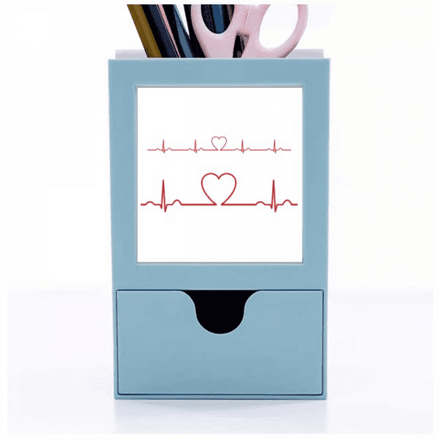 Électrocardiogramme Coeur Conception Modèle Bureau Fournitures Organisateur Stylo Titulaire Carte