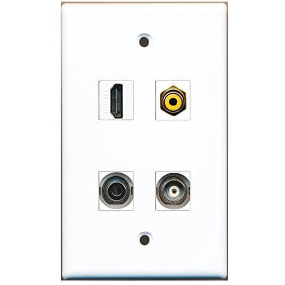 RiteAV - 1 Port HDMI 1 Port RCA Yellow 1 Port 3.5mm 1 Port BNC Wall Plate