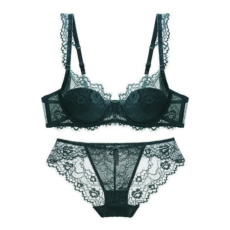 Sentmoon Sexy Lingerie for Women Thin Sponge Transparent Bra With Large Chest And Small Lace Women s SexyGather And Lift For Breathability Lingerie Bra Set Valentines Lingerie Valentines Day Gifts