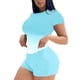 thumbnail image 1 of Conjuntos de Camisas Para Mujer, 2 Piezas, Traje Deportivo Informal, Cuello Redondo, Estampado, Manga Corta, Conjunto de Pantalones Cortos Odeerbi  ODB124582, 1 of 5