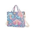 thumbnail image 2 of Corduroy Composite Fabric Tote Bag Magnetic Snap Large Capacity Crossbody Bag Beige Shoulder Strap Cute Little Mermaids, 2 of 8