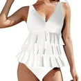 thumbnail image 5 of Womens One Piece Swimsuit Ruffle Tiered Tummy Control Modest Bathing Suit Full Coverage Retro Swim Dress Swimwear, 5 of 6
