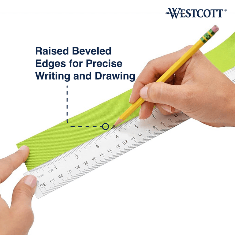A Ruler's Edge Non-slip Ruler Westcott 12-Inch - Beveled Edges, English & Metric ...