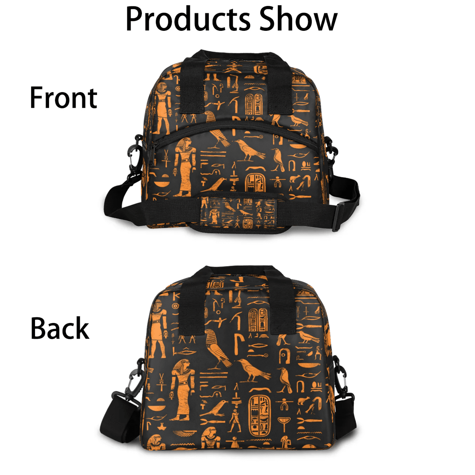 Herdesigns Ethnic Egypt Egyptian Insulated Lunch Bag for Women Men Adult, Reusable Insulated Cooler Lunch Box Lunch Tote Bag for Work Picnic Beach