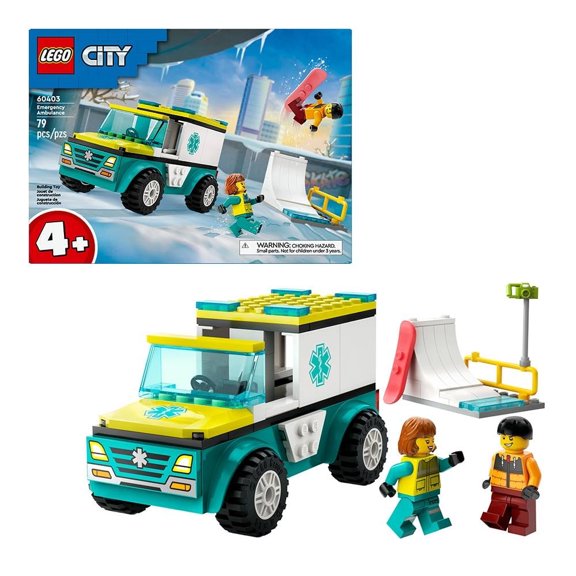 Set LEGO City Ambulancia de Emergencias y Chico con Snowboard 60403