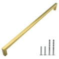 thumbnail image 2 of Modket M1603 Modern Euro Square Cabinet Handle 304 Stainless Steel — 10-1/2" Overall Length, 10-1/8" (256mm) Hole Centers, Brushed Satin Brass Gold— 1-Pack, 2 of 6