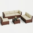 thumbnail image 5 of MRUAKA 7 Pieces Patio Conversation Set, Outdoor Sectional PE Rattan Wicker Furniture Seat,Beige, 5 of 7