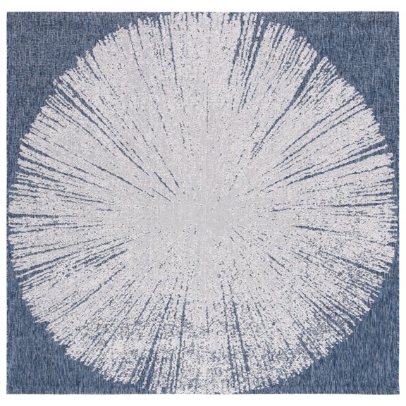 SAFAVIEH Courtyard Jaymz Radiant Indoor/Outdoor Area Rug, Beige/Navy, 6'7" x 6'7" Square
