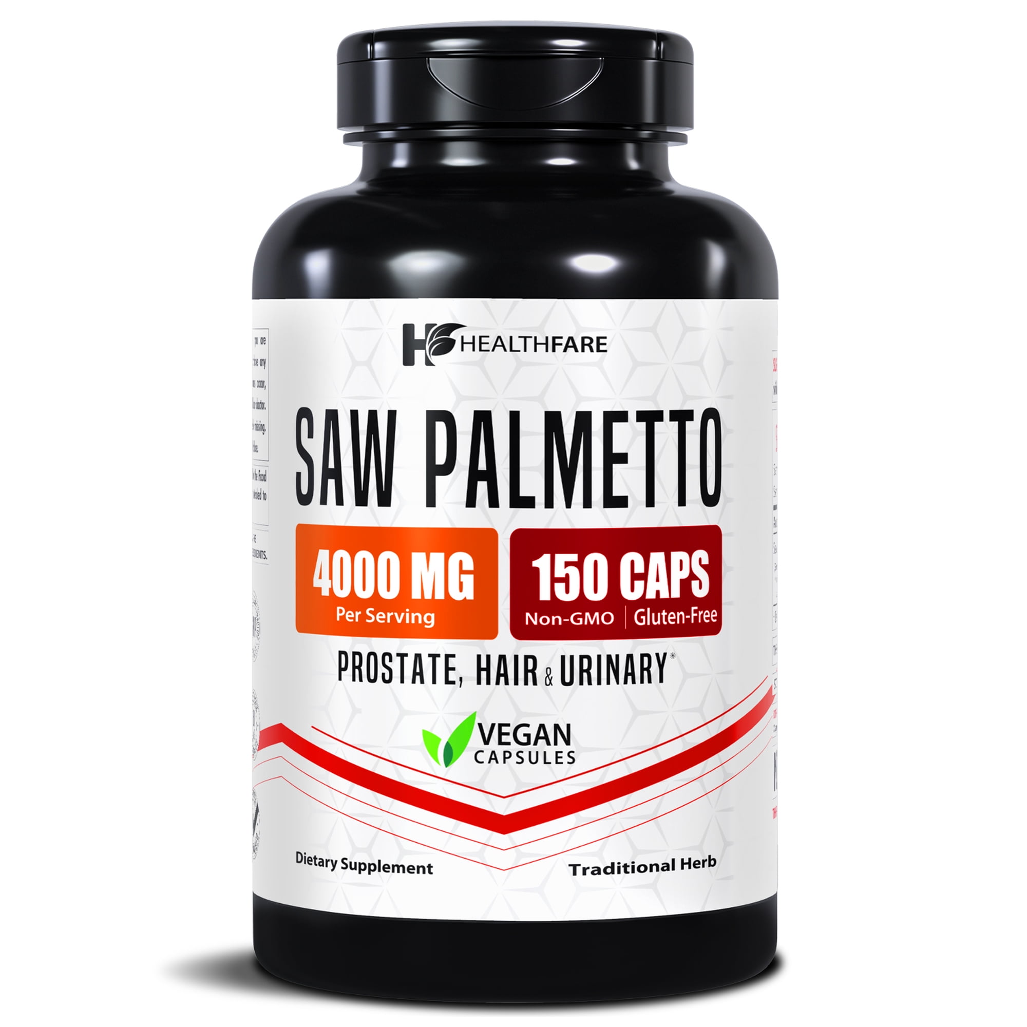 HealthFare Saw Palmetto for Men & Women | Extract 4000mg | 150 Vegan Capsules | Extra Strength Herbal Supplement | Supports Prostate, Urinary, Hair & DHT Balance | Non-GMO, Gluten-Free | Made in USA