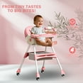 thumbnail image 3 of KFeng 4-in-1 Foldable Baby High Chair,Combines Play and Dining, Adjustable Dual-layer Tray and Backrest, Pink, 3 of 10