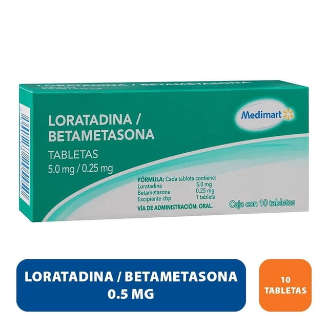 Loratadina/Betametasona Medimart 0.5 mg/0.25 mg, 10 tabletas