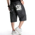 thumbnail image 4 of Ruiatoo Baggy Jeans Shorts for Men Denim Hip Hop Loose Fashion Skateboard Pants with Embroidery Black (42-1,Size 42), 4 of 5