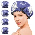 thumbnail image 7 of Shower Caps,Halloween Ghosts Bats Stars and Boo Waterproof Shower Cap for Women 4 Pieces,Double Reusable Hair Cover for Shower PEVA Elastic Stretch Hem, 7 of 7