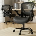 thumbnail image 5 of HomeZeer Office Desk Chair, Ergonomic 350LBS Breathable Technical Mesh Back & Molded Leather Seat, 3D Flip-Up Arms, Adjustable Lumbar Support & Height, Swivel Wheels for Home Office, Black, 5 of 12