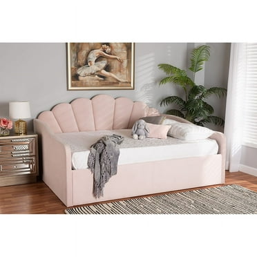 Baxton Studio Timila Modern and Contemporary Light Pink Velvet Fabric Upholstered Full Size Daybed