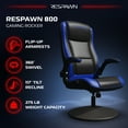 thumbnail image 5 of RESPAWN 800 Swivel Rocker Gaming Chair - Ergonomic Floor Gaming Seat with Lumbar Support, Flip Up Armrest, High Back, Pedestal Base, Comfortable No Wheels Console Video Game Rocker Chair - Blue, 5 of 9