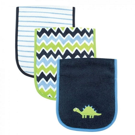 UPC: 0660168023701 | Luvable Friends Baby Boy Cotton Burp Cloths with Fiber Filling 3pk Dinosaur One Size