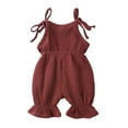 thumbnail image 4 of JGTDBPO Baby Girl Clothes Newborn Infant Romper Summer Fashion Cute Solid Color Cotton Linen Flounces Lace Up Jumpsuit, 4 of 9