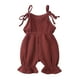thumbnail image 4 of Body De Bebé Canastilla Onesies Para Niñas Pequeñas Moda Lindo Color Sólido Algodón Lino Volantes Frenulum Mono Romper Borgoña Odeerbi LM103-9027, 4 of 9