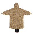 thumbnail image 2 of Oversized Wearable Blanket Hoodie,Brown Christmas Pattern Sherpa Blanket Hoodie with Super Pockets,Super Warm Fuzzy Pullover for Women & Men, 2 of 6
