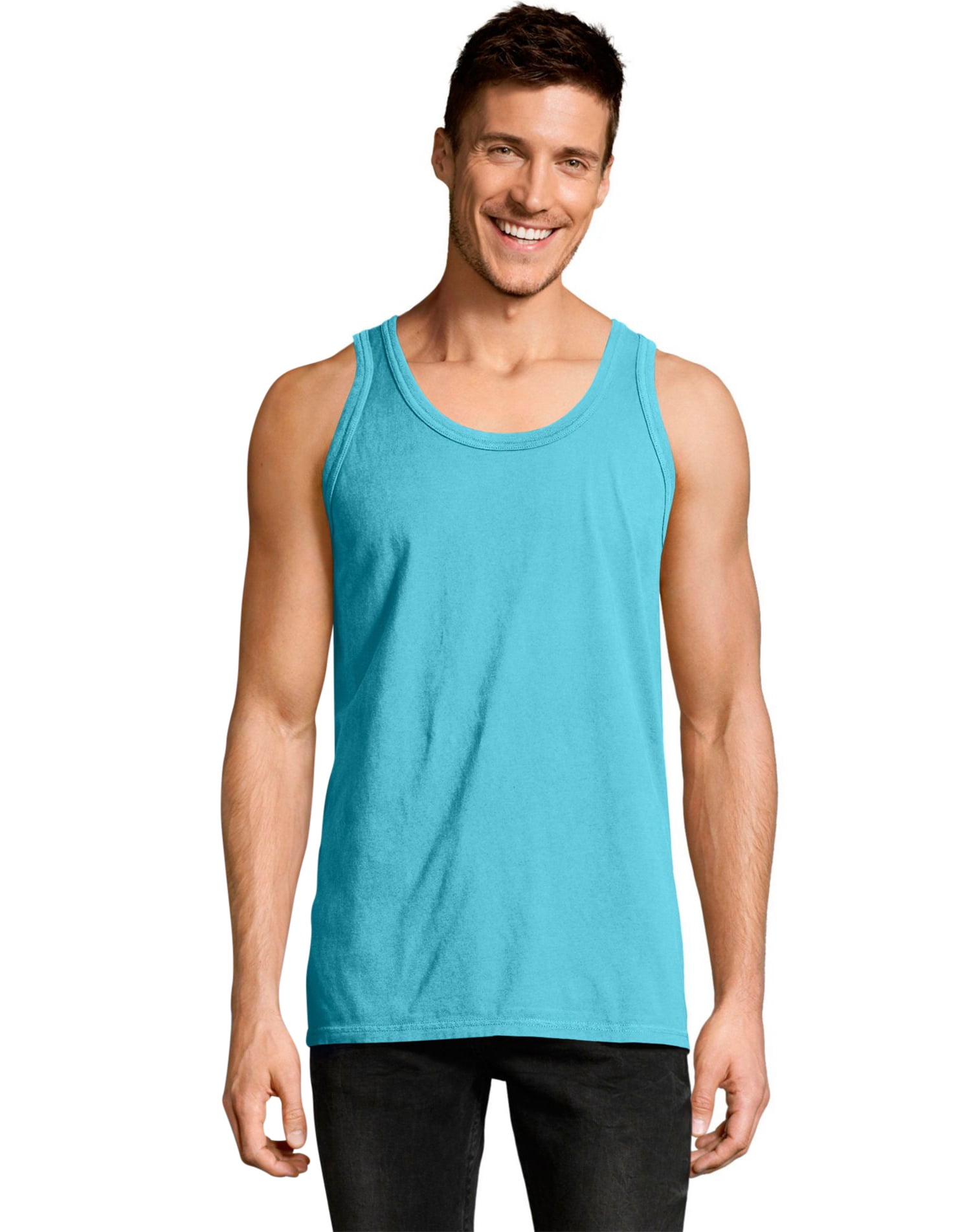 Hanes Mens ComfortWash Garment Dyed Sleeveless Tank Top, S, Freshwater