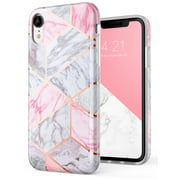 (Clearance) ELV Apple iPhone XR (10 R) (Not for XS, X, or Max Versions) Ultra Thin Slim Fit Soft TPU Protective Case for Women and Girls [Marble Pink]