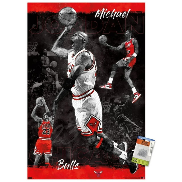 Michael Jordan - Sketch Wall Poster, 22.375" x 34" Framed