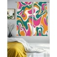 thumbnail image 3 of Modernism Sheer Curtains 72 Inches Long 2 Panels Impressionist Style Colored Water Ripple Light Filtering Semi Sheer Window Curtains Drapes for Bedroom Living Room 52"x72", 3 of 7