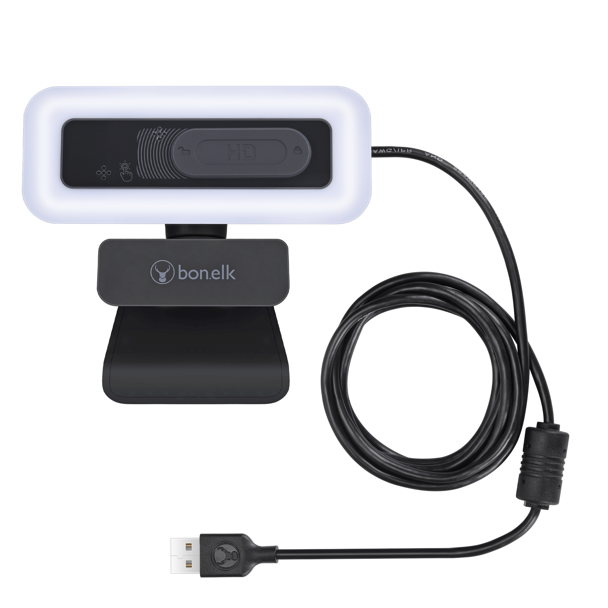 BonElk USB Webcam Pro with LED 1080p Auto-Focus compatible with Windows, Mac, Android