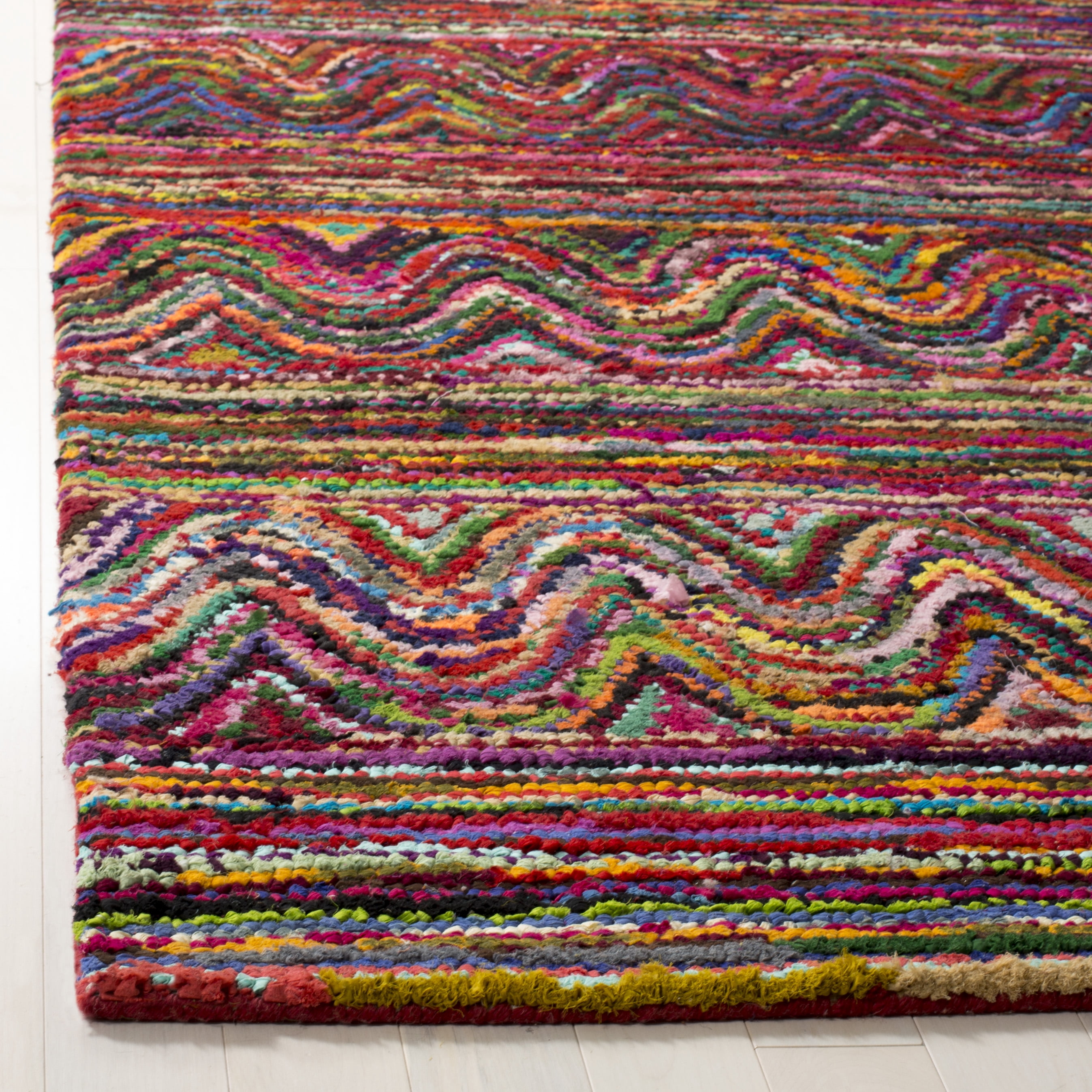 SAFAVIEH Nantucket Joanna Geometric Swirls Cotton Area Rug, Multi, 4' x 6'
