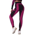 thumbnail image 3 of TWZH Women Color Block Elastic Hip Lift Up Tight High Waist Leggings Buttoms, 3 of 6