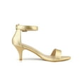 thumbnail image 3 of BLISSFUL STEP Women's Shoes Kitten Heel Ankle Strap Open Toe Sandals Gold 6, 3 of 8