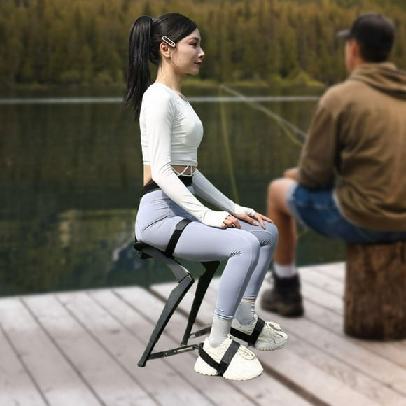 Asiento de silla portátil plegable oso ergonómico de hasta 100 kg taburete de soporte de piernas para la playa de jardinería interior senderismo al