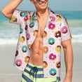 thumbnail image 4 of Uemuo Colorful Donuts Printed Regular Fit Short Sleeve Casual Hawaiian Shirt for Men,Aloha shirt,Tropical shirt,Floral print shirt,Vacation Beach shirt-Medium, 4 of 9