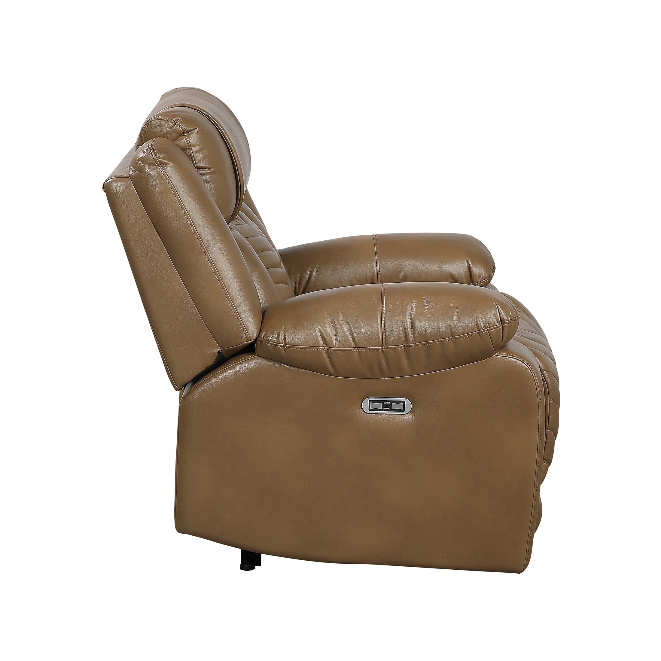 OakvillePark Orinthal Faux Leather Living Room Power Recliner with LED and Charging Ports, Brown