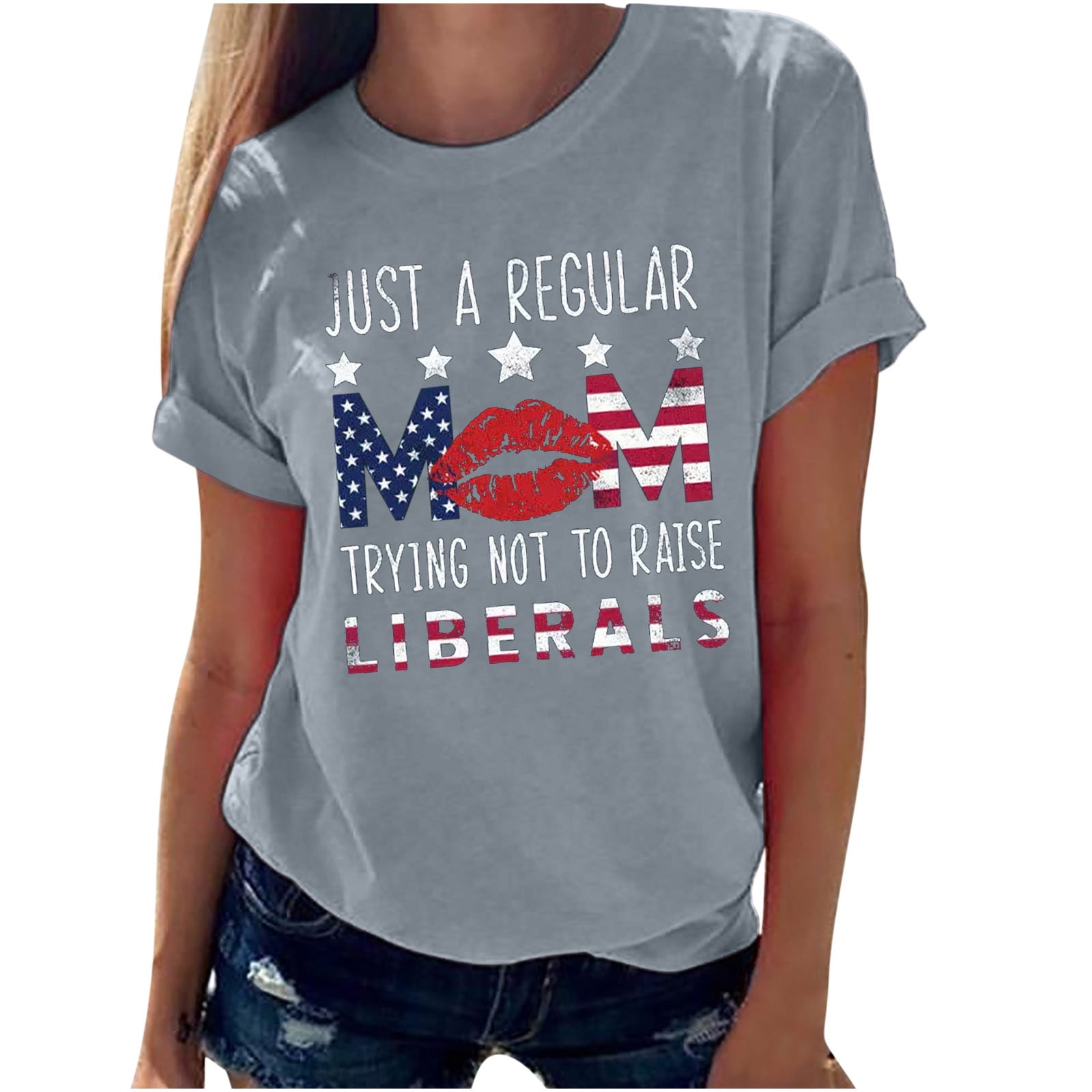 Fourth of July Shirts for Women 4th of July Tee Summer Short Sleeve Graphic T Shirt for Teen Girls 