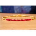 thumbnail image 2 of Red Jade 2-2.5mm Round Shape Faceted Cut Beads 7 inch Gold Plated Clasp Bracelet for men, women, unisex. Link Chain Stacking Bracelet.|LINK_05761, 2 of 4