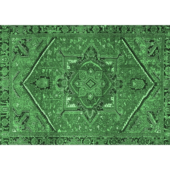 Ahgly Company Indoor Rectangle Persian Emerald Green Traditional Area Rugs, 5' x 7'