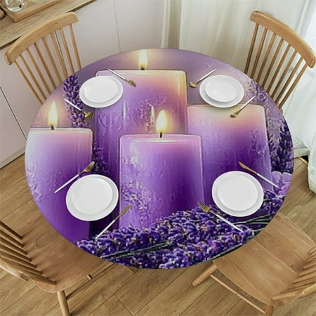 

Patifu Lavender Flowers Round Tablecloth Stain-Resistant Washable Table Cover for Indoor Outdoor Restaurants Weddings Parties Picnic Dining Kitchen Farmhouse Home 46 -50
