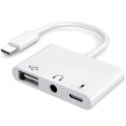 thumbnail image 1 of Adaptador USB-C AKWOR 3 en 1 AUX para auriculares OTG 60W PD, 1 of 8