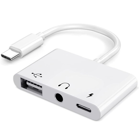 Adaptador USB-C AKWOR 3 en 1 AUX para auriculares OTG 60W PD