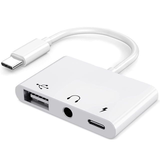 Adaptador USB-C AKWOR 3 en 1 AUX para auriculares OTG 60W PD