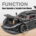 thumbnail image 4 of 1/24 Koenigsegg Jesko Diecast Alloy Metal Toy Car Miniature Vehicle Model Pull Back Sound Light Doors Openable Collection Gift, 4 of 5