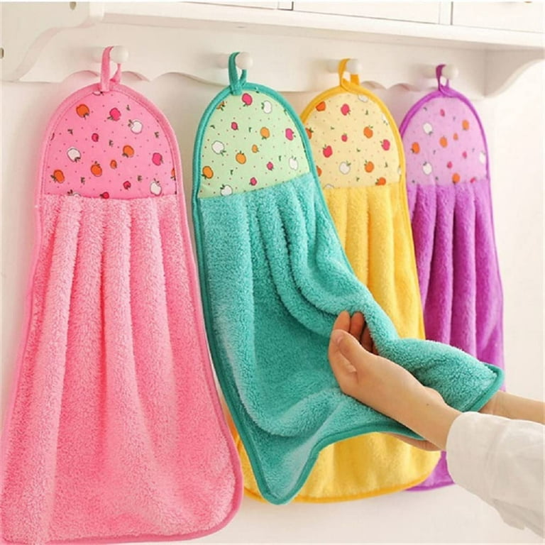 Kitchen Hand Towels with Loop,Bathroom Hand Towels Hanging,Soft Absorbent  Hand Towels