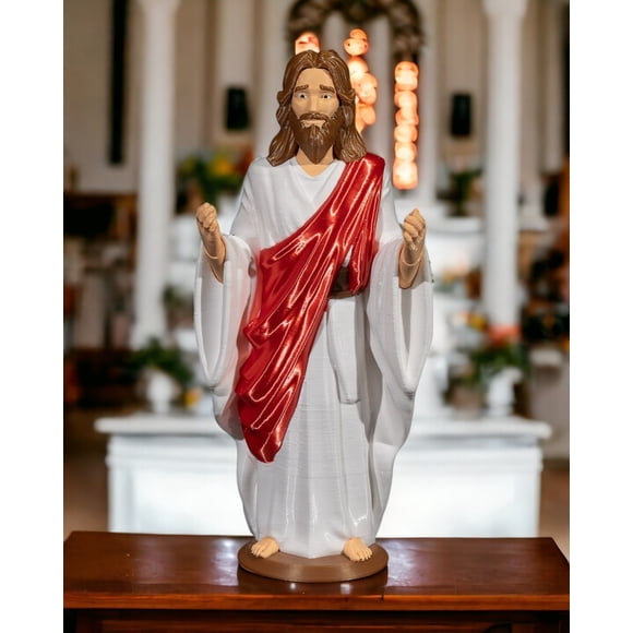 YYV Religious Statue Jesus Figurine With Hand Gesture Resin Sculpture For Home Altar Tabletop Devotional Decor Christian Gift Faith-Based Ornament For Living Room Bedroom