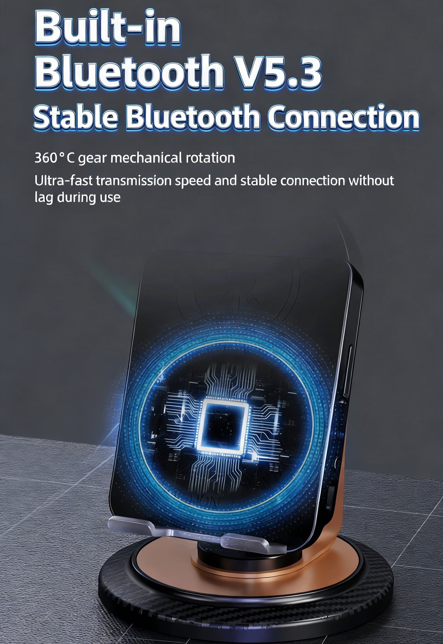 Wireless Induction Speaker with 360° Rotating Phone Stand, No Bluetooth Required, Universal Desktop Phone Holder & Sound Amplifier
