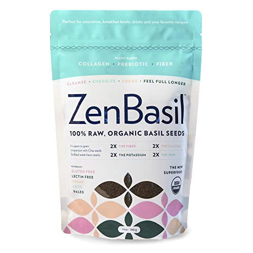 Zen Basil Seeds Edible Basil Seeds USDA Organic, Kosher, NonGMO