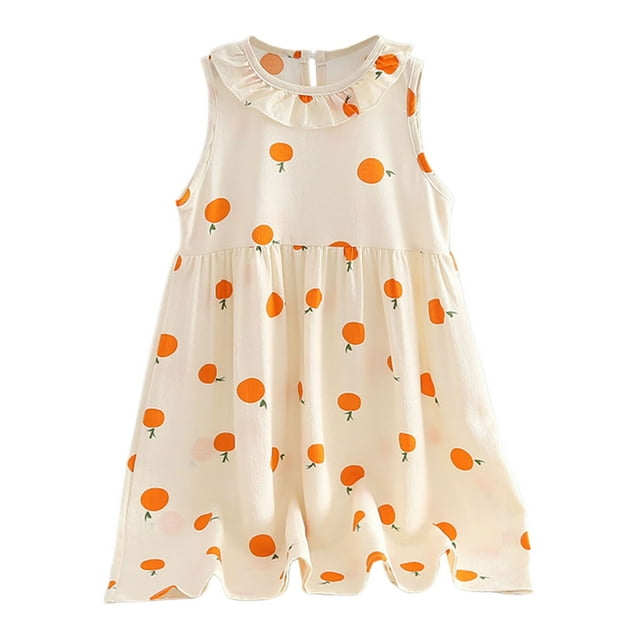 WEIYLL Robes pour Filles Extensibles Enfants Respirantes Col Peter Pan Robe Orange Vêtements 11-13 Ans
