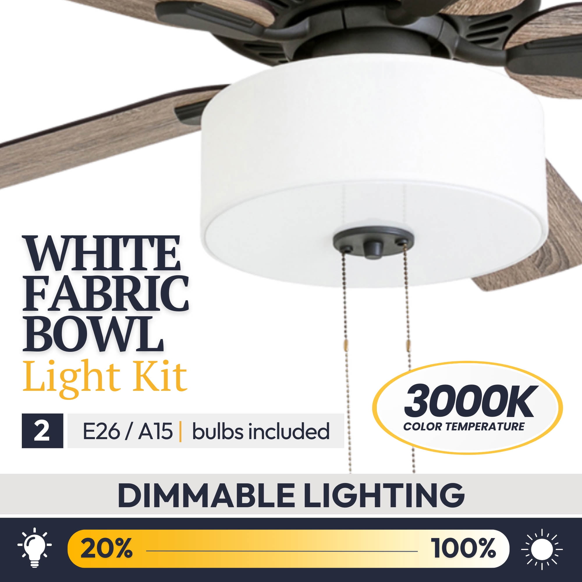 Prominence Home Canoe Ridge 52" Bronze Farmhouse Ceiling Fan with 5 Blades, Linen Drum Shade, Pull Chains & Reverse Airflow