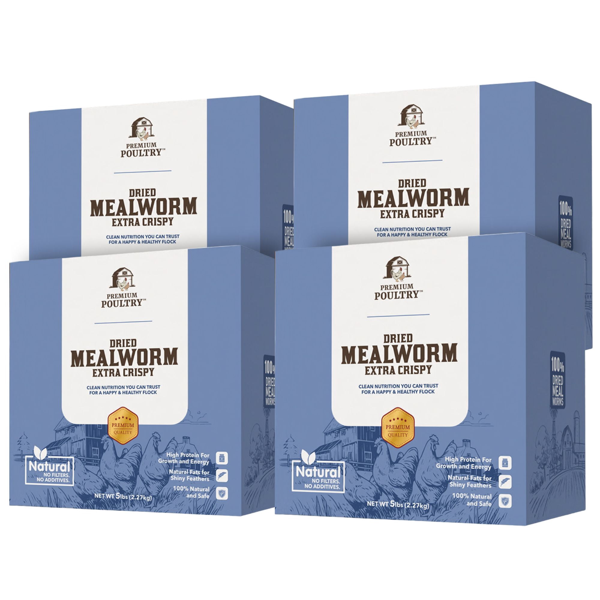 Premium Poultry 20 lb Dried Mealworms High Protein Chicken Feed for Backyard Poultry
